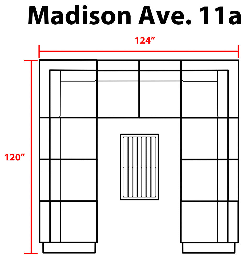 kathy ireland Madison Ave. 11 Piece Aluminum Patio Furniture Set 11a, Truffle