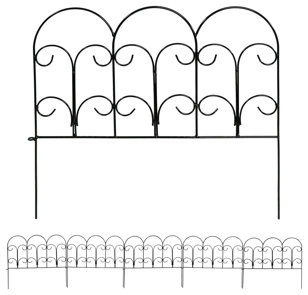 Sunnydaze Victorian Border Fence Set 16-Inches  - Choose Quantity, 5 Panels