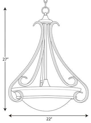 3-Light Foyer, Forged Bronze