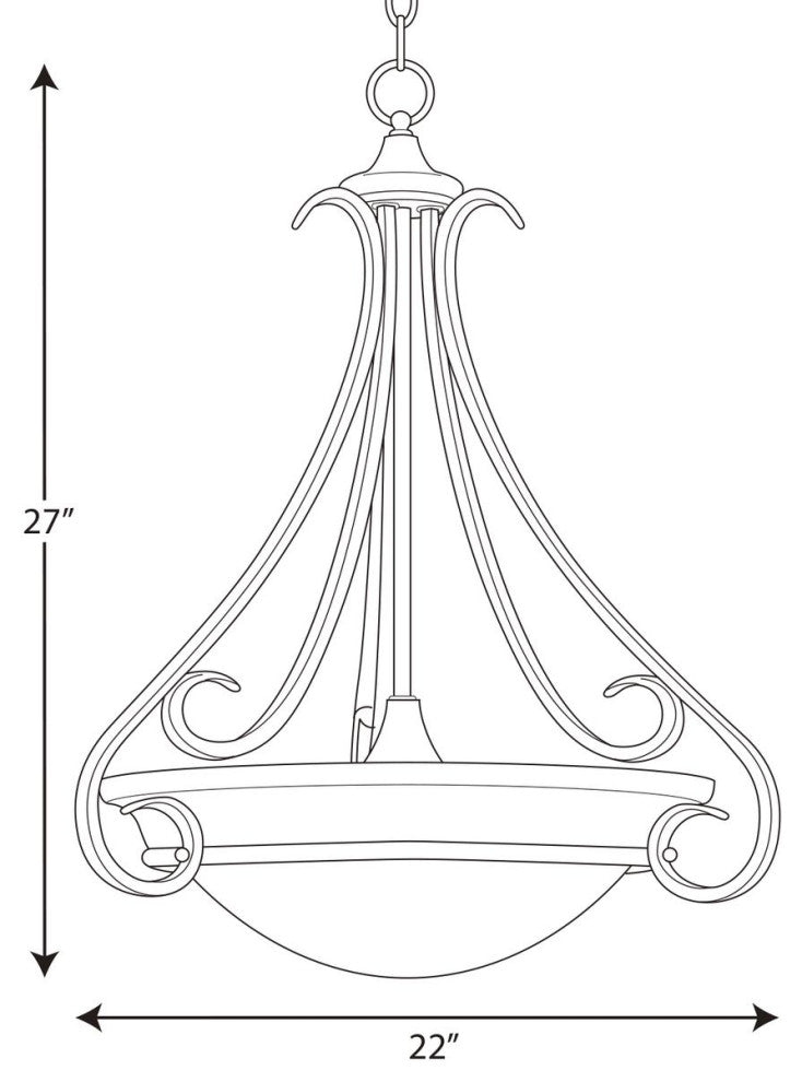 3-Light Foyer, Forged Bronze