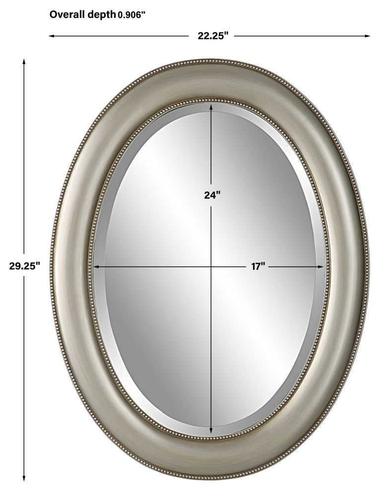 29" Farmhouse Gray Oval Mirror