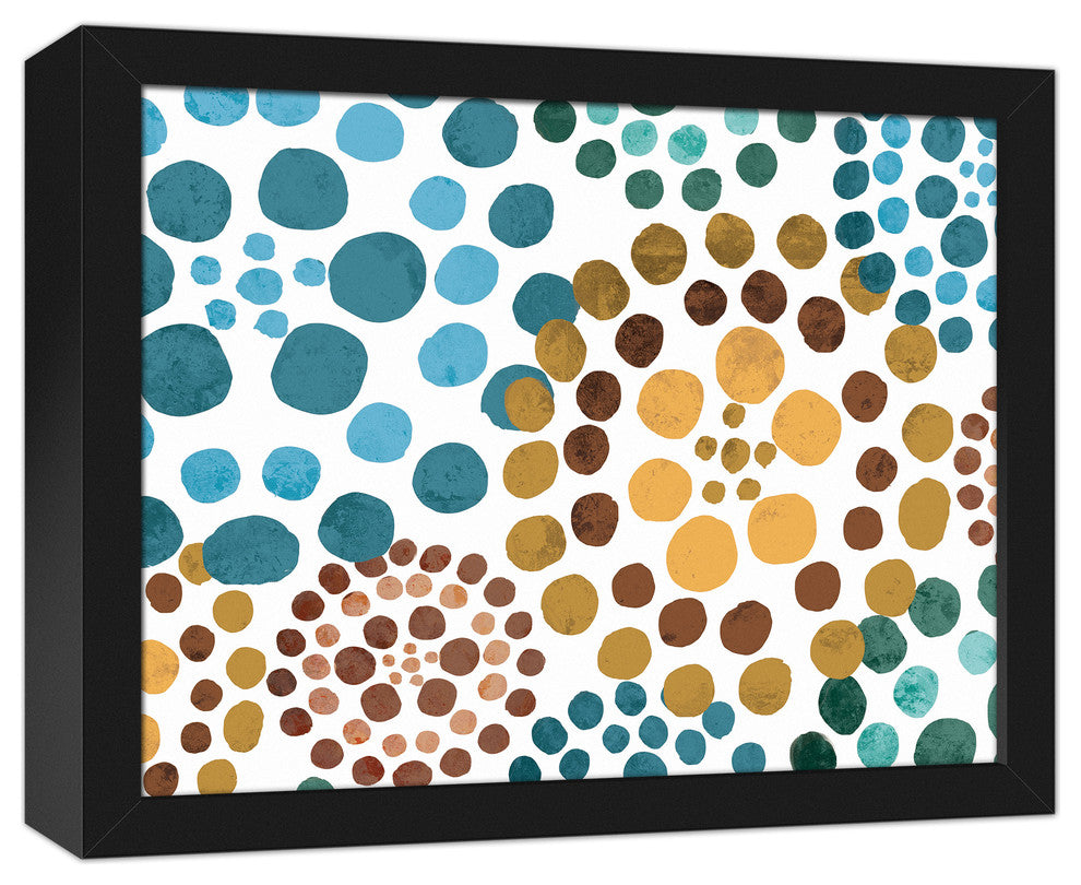 Colorful Floral Dots 11x14 Black Framed Canvas