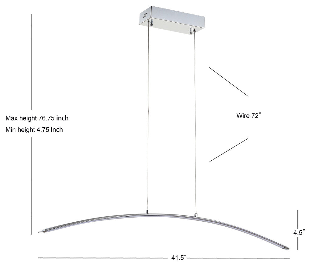 Roxanna 41.5" Dimmable Adjustable Integrated Led Linear Pendant, Chrome