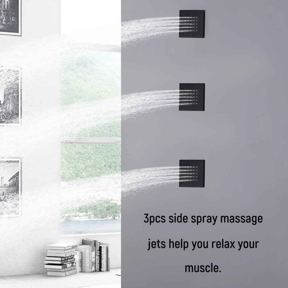 Luxury Complete Shower System With Rough-In Valve, Matte Black