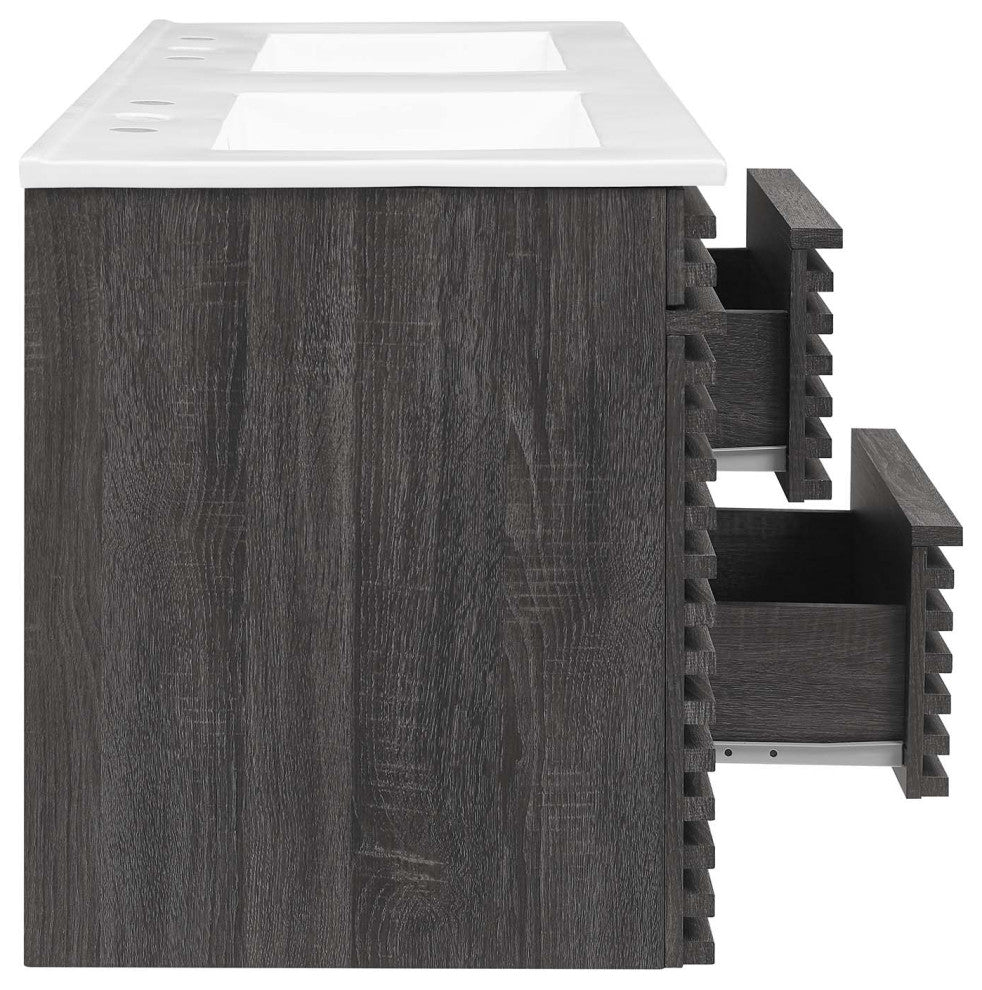 Render 48" Wall-Mount Bathroom Vanity, Charcoal White