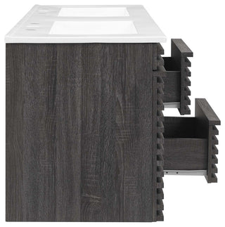 Render 48" Wall-Mount Bathroom Vanity, Charcoal White