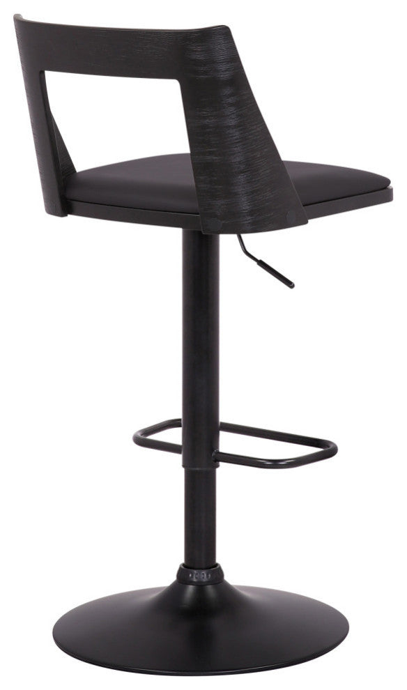 Milan Adjustable Swivel Faux Leather/Wood Barstool, Black