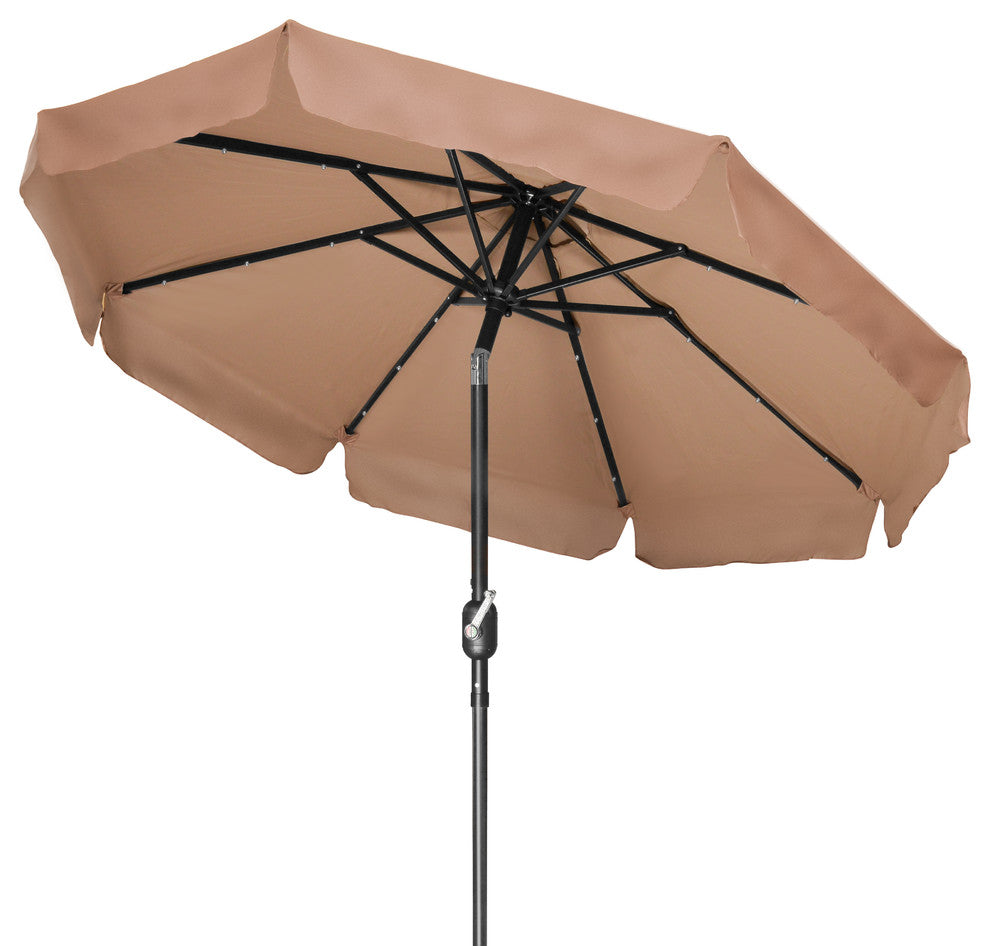 Deluxe Solar Powered LED Lighted Patio Umbrella, 7' With Scalloped Edge Top,, Ta