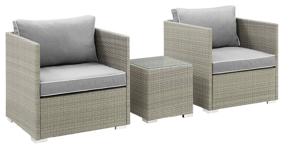 Light Gray Gray Repose 3 Piece Outdoor Patio Sectional Set