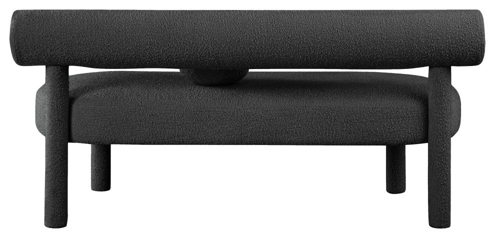 Parlor Boucle Fabric Upholstered Bench, Black