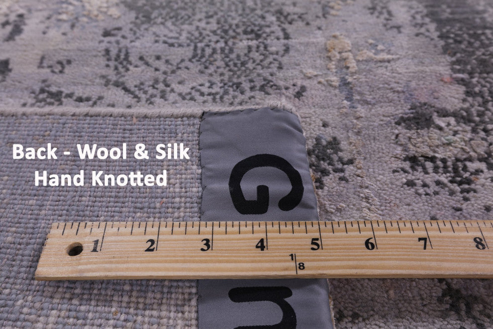 Wool and Silk Abstract Hand-Knotted Rug 8' 0" X 10' 2" Q9088