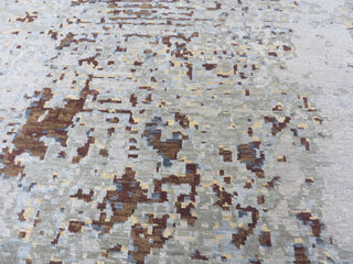 9'2x11'8 Handmade Soft Aqua Blue Modern Abstract Oriental Rug Wool