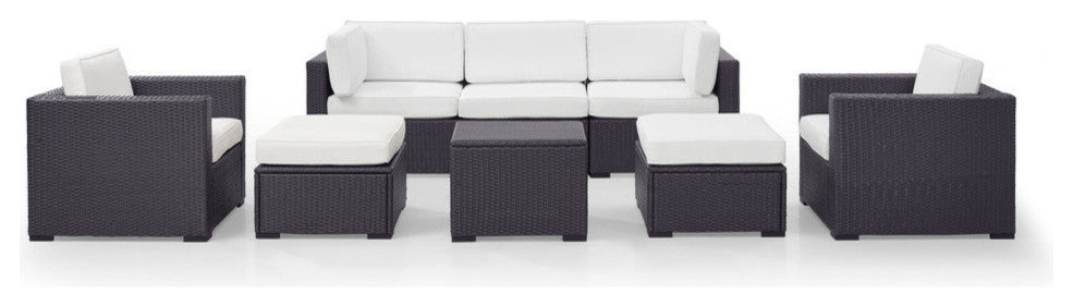Biscayne 7-Piece Outdoor Wicker Seating Set, White