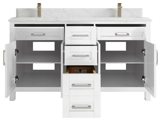 Cambridge 60 Double Bathroom Vanity in White 1.5" Empira Quartz