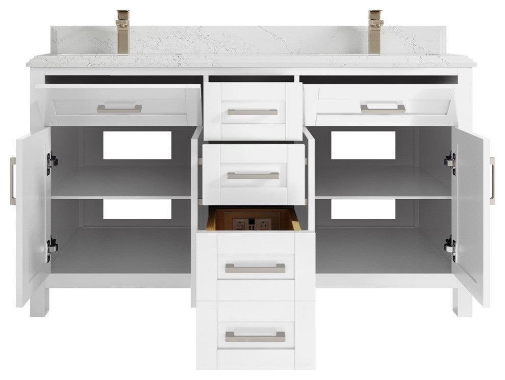 Cambridge 60 Double Bathroom Vanity in White 1.5" Empira Quartz
