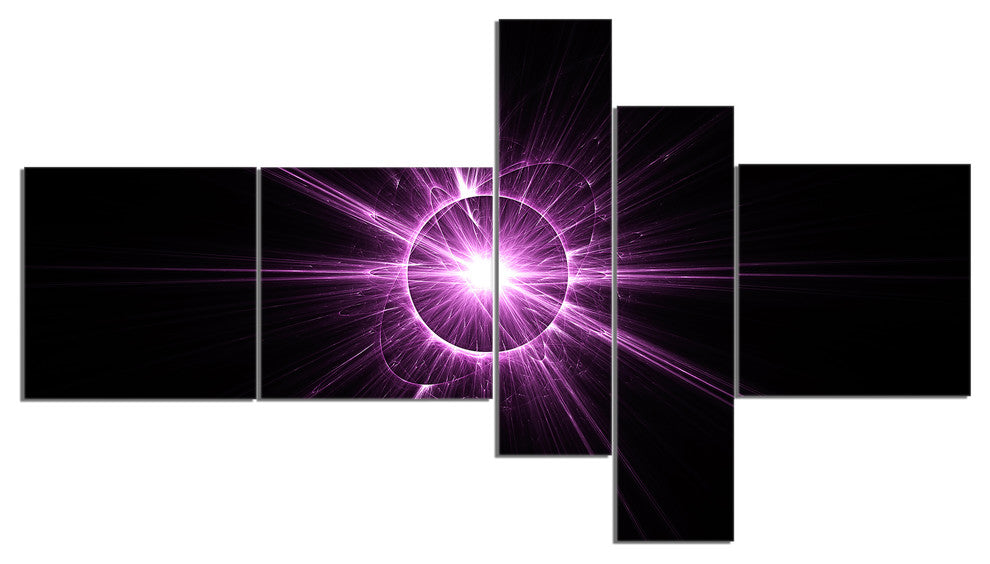 Purple Flash of Bright Star, Floral Canvas Art Print, 60"x32", 5 panels