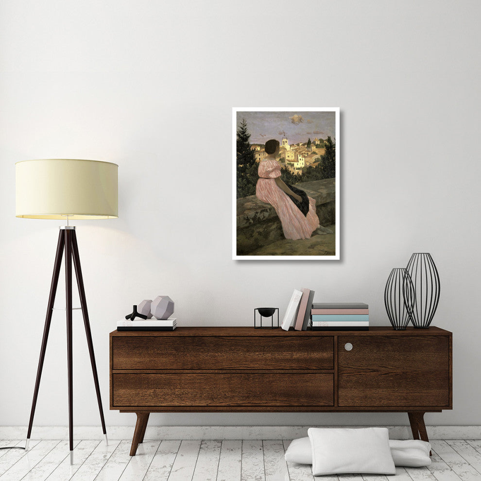 "The Pink Dress (View of Castelnau-le-Lez, Herault)" Paper Art, 27"x38"