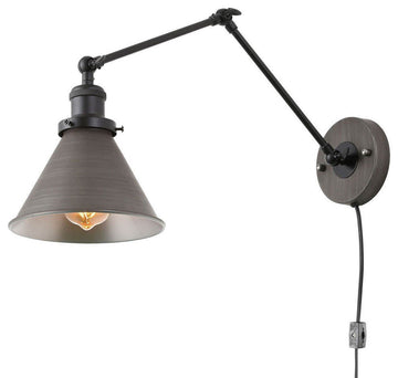 Industrial Wall Lamp Adjustable Wall Sconces Plug-in Sconces Brushed Silver