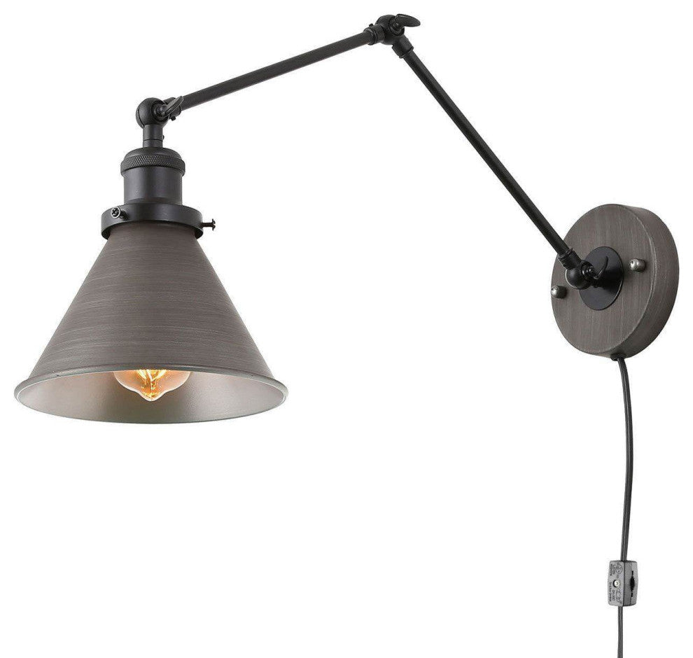 Industrial Wall Lamp Adjustable Wall Sconces Plug-in Sconces Brushed Silver