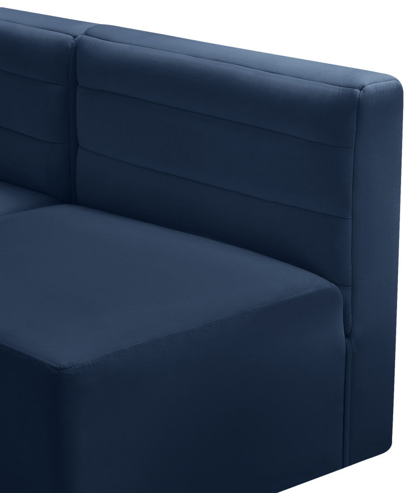Quincy Velvet Upholstered 5-Piece L-Shaped Modular Sectional, Navy