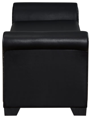 Veber PU Leather Nailhead Trim Storage Ottoman Bench, Black