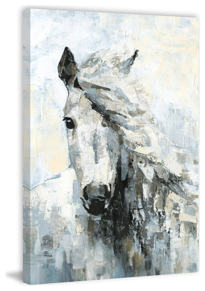 "Great White Horse" Painting Print on Wrapped Canvas, 8"x12"