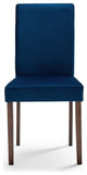 Side Chair and Table Set, Velvet, Drak Brown Blue Navy, Cafe Bistro Restaurant