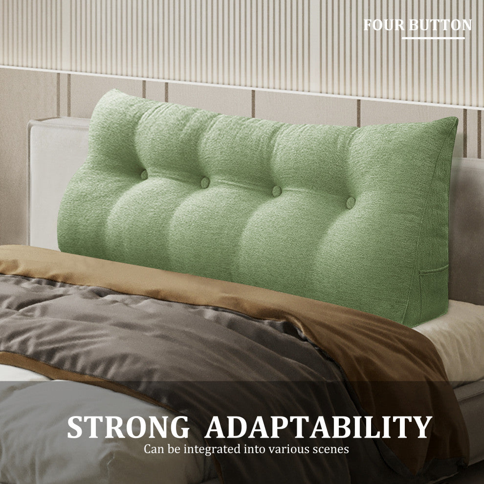 WOWMAX Backrest Wedge Reading Pillow Headboard Linen Blend Lime Green, 54x20x8