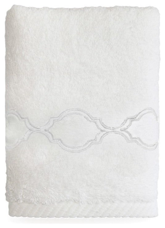 Soft Twist Trellis Wascloth, White & Silver, 13"x13"