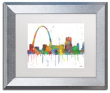 Watson 'Gateway Arch St Louis Skyline' Art, Silver Frame, 11"x14", White Matte