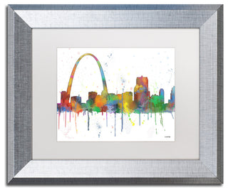 Watson 'Gateway Arch St Louis Skyline' Art, Silver Frame, 11"x14", White Matte