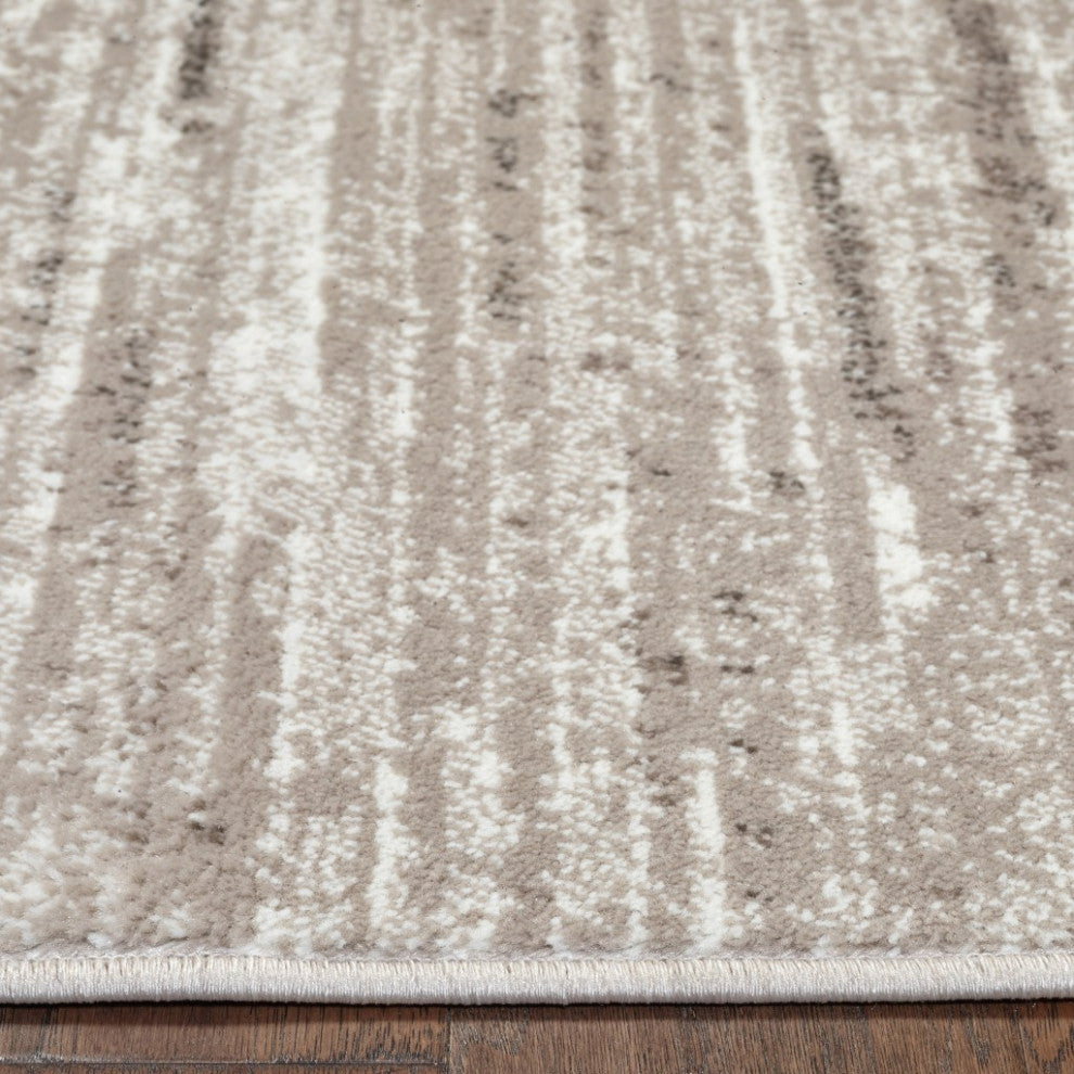 5' x 7' Beige Abstract Striations Area Rug