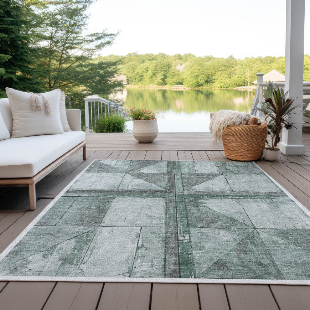 Machine Washable Indoor/Outdoor Chantille ACN1876 Sage 5' x 7'6" Rug