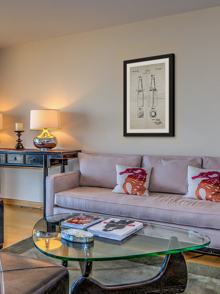 "Beer Bottle 1933 Old Paper" Framed Painting Print