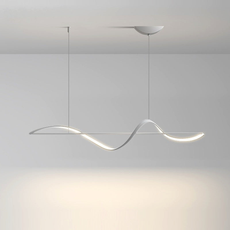 Carros | Minimalistic Wave Design Chandelier for Dining Room, White, L63.0"