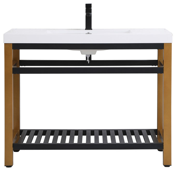 Home Living Single Bathroom Metal Vanity, Golden Black, 42"