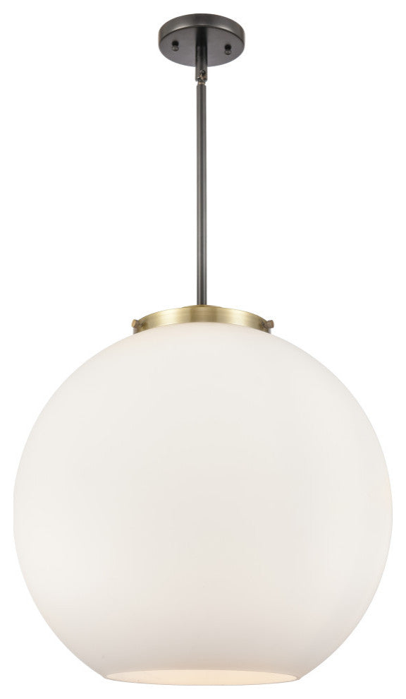 Athens Pendant, Black Antique Brass, Matte White, Matte White
