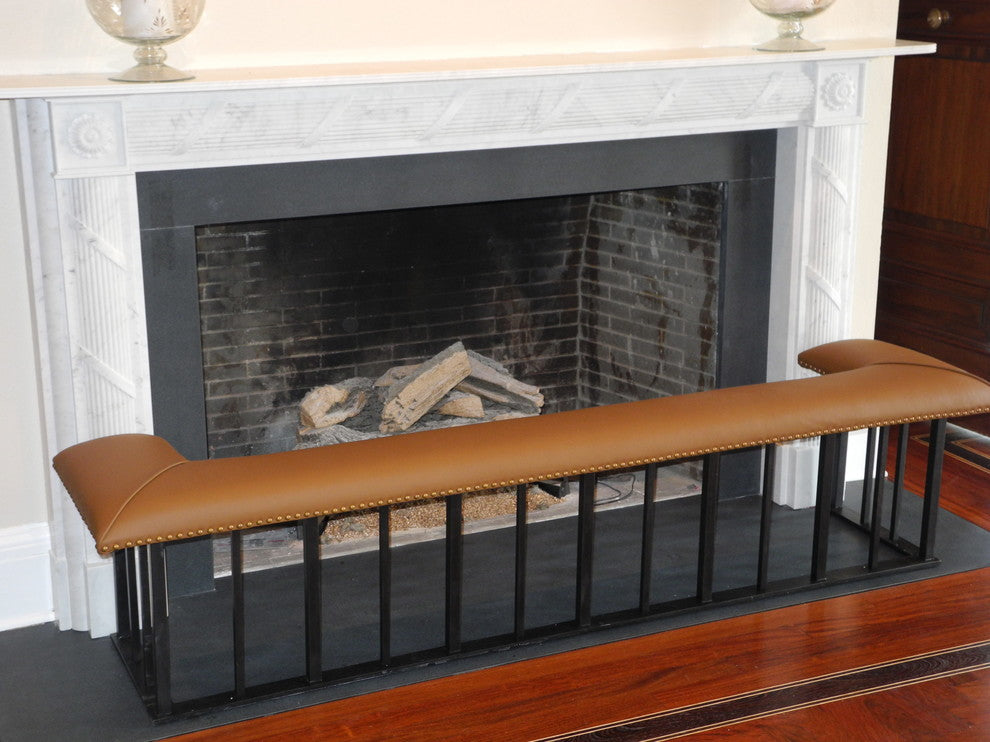 Square Dip English Fireplace Bench, Not Upholstered, 67x16x19, On-Hearth