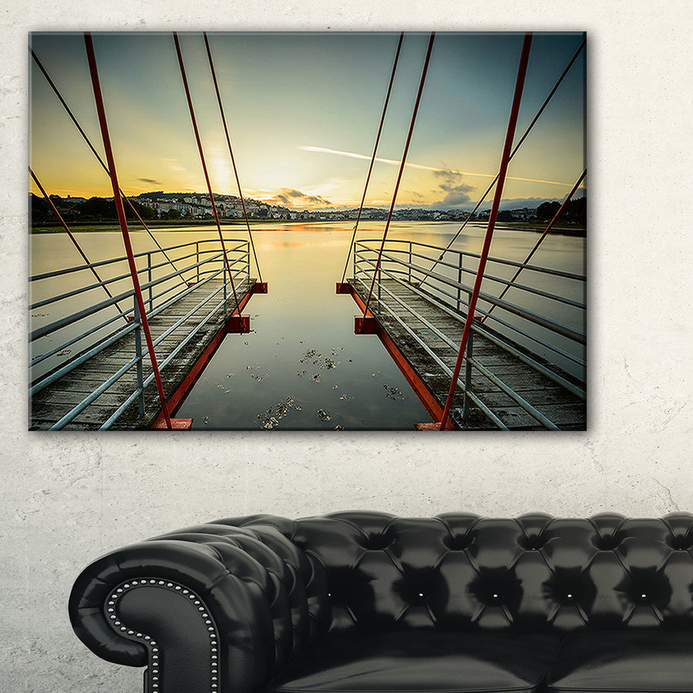 "Wooden Piers for Boats in Spain" Seashore Canvas Photo Print, 40"x20"