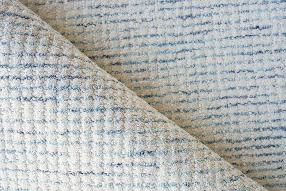 Key West Handmade Hand-Tufted Wool Blue/Ivory Area Rug, 10'x14'