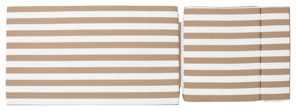 GDF Studio Soleil Outdoor Chaise Lounge Cushion, Brown/White Stripe