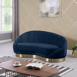 Shelly Velvet Upholstered Chaise, Navy