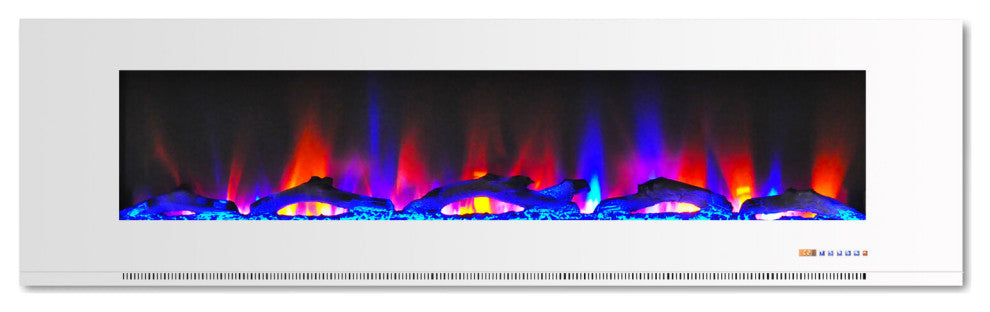 72" Wall-Mount Electric Fireplace, White
