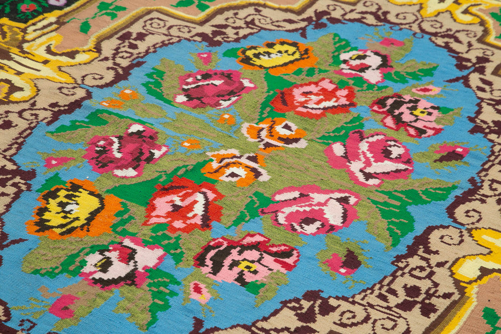 Rug N Carpet - Handmade Bessarabian 7' 7'' x 10' 4'' Unique Flatweave Kilim Rug