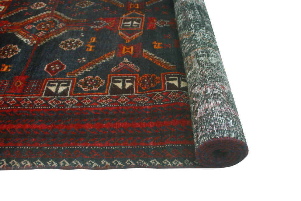 Fine Vintage Distressed Annahi Charcoal/Red Runner, 3'2 x 5'9