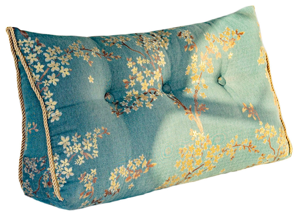 WOWMAX Wedge Reading Pillow Floral Pattern Headboard Cushion for Twin Bed