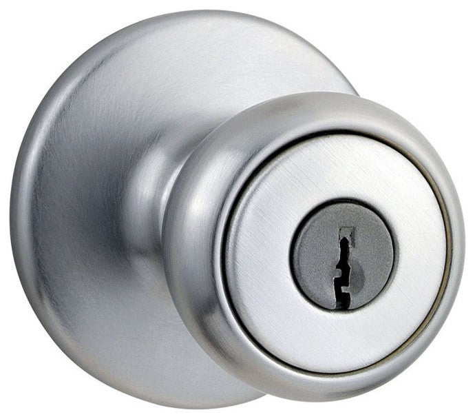 Kwikset Tylo Steel Entry Knobs, Satin Chrome