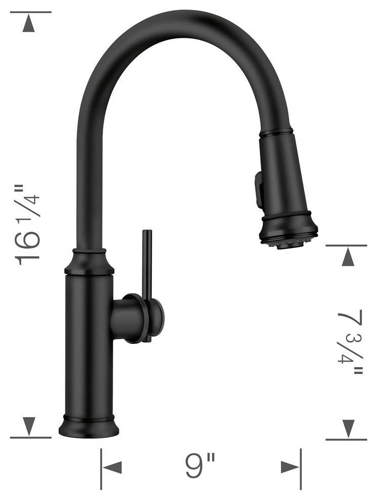 Blanco Empressa Pull-Down Kitchen Faucet, Matte Black