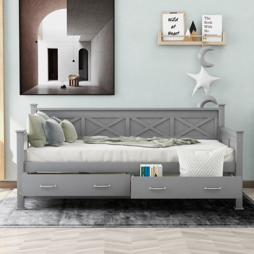 Modern and Rustic Casual Style Daybed, Gray