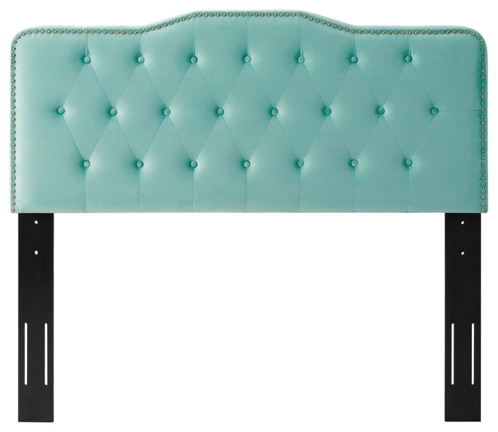 Tufted Headboard, Full Queen Size, Velvet, Blue, Modern Contemporary, Bedroom